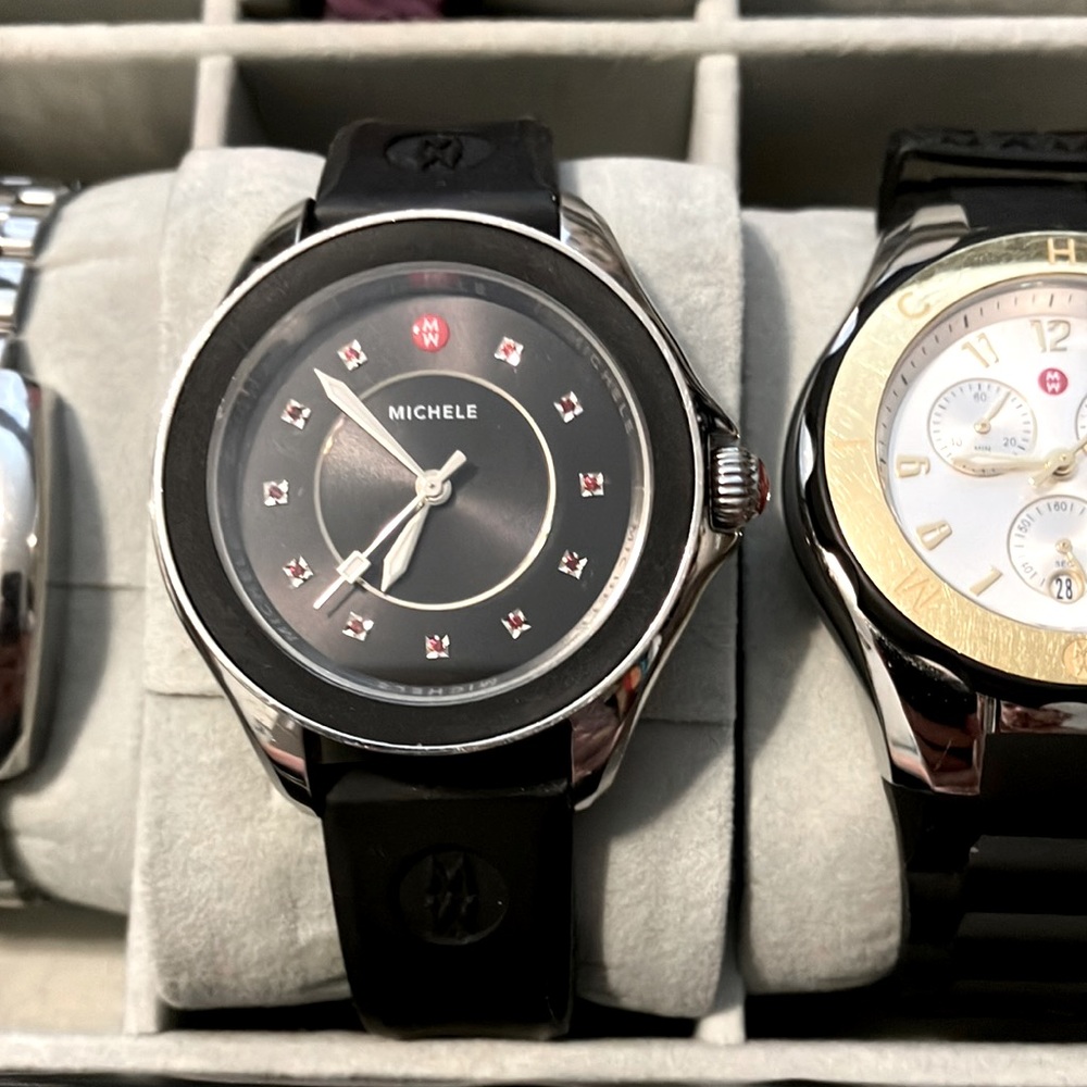 Beautiful Black Michele Watch worn once!